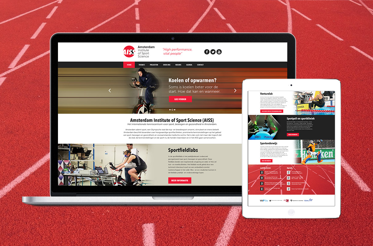 Amsterdam Institute of Sport Science - design op Macbook en iPad