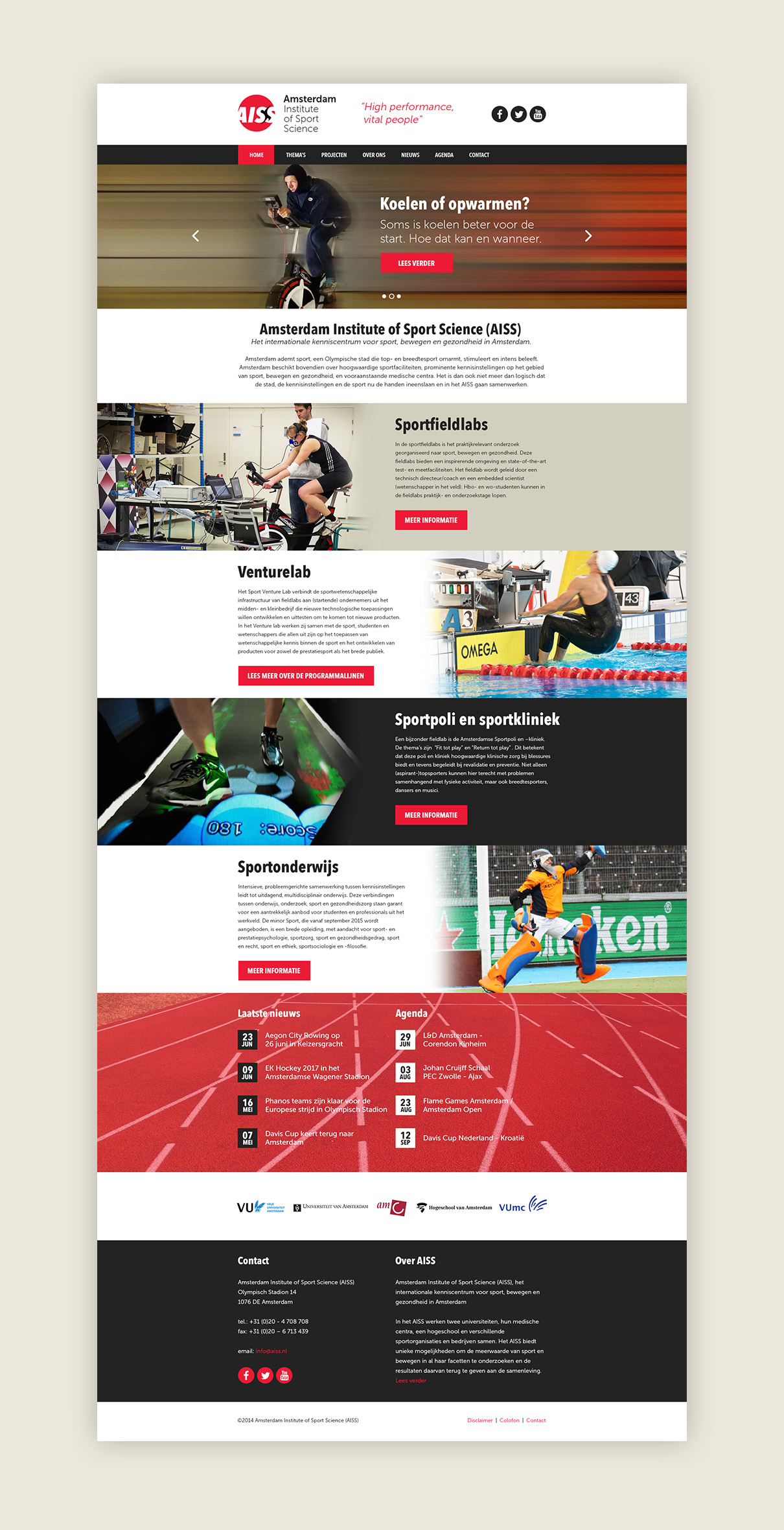 Amsterdam Institute of Sport Science - design hompage