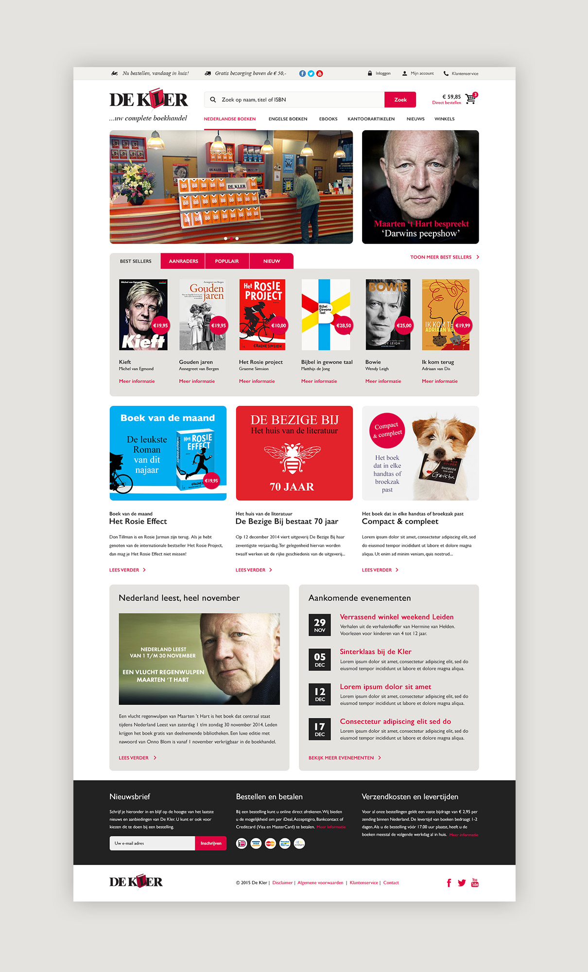 Boekhandel De Kler - design homepage