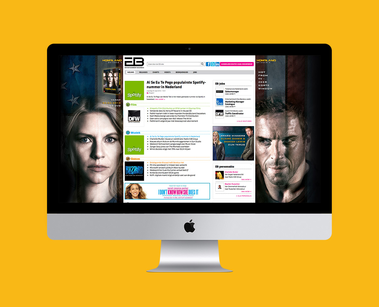 Homeland - Homepage take over Entertainment Business