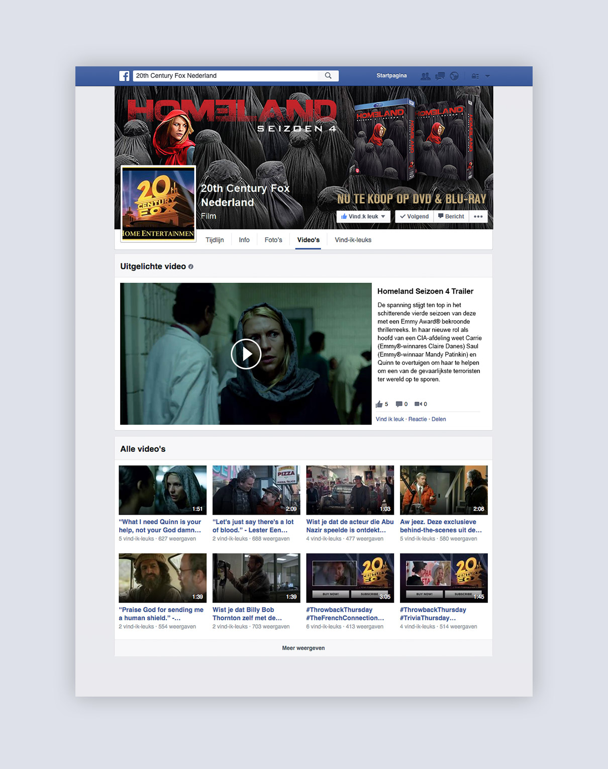 Homeland - Facebook pagina design