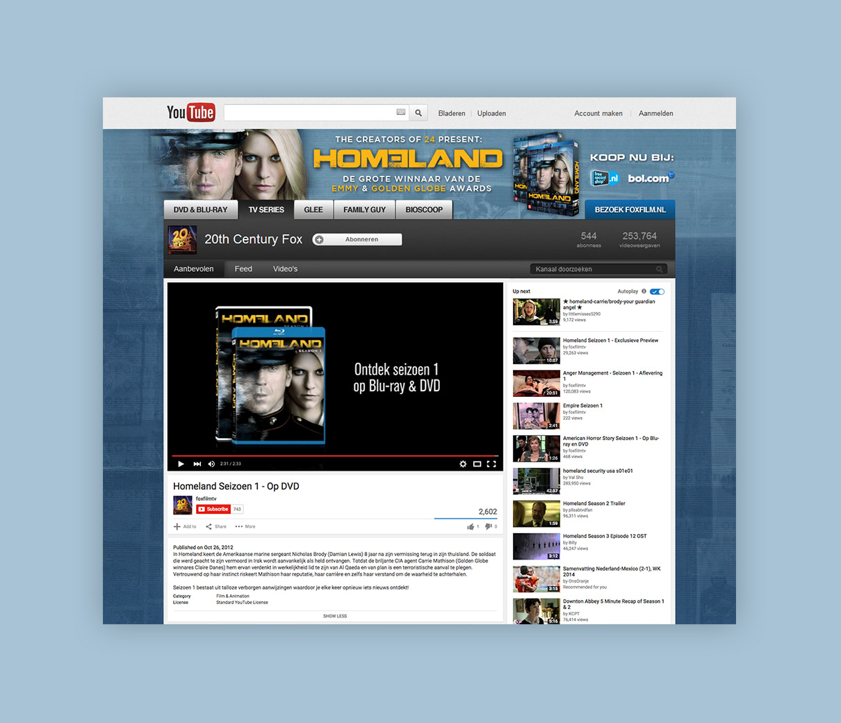 Homeland - Youtube channel design