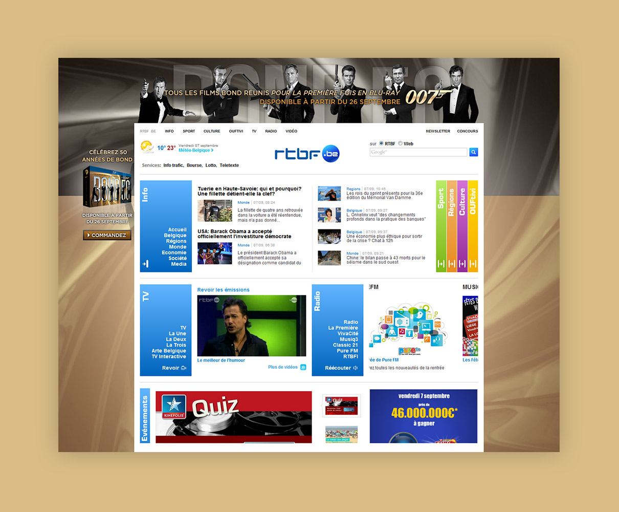 James Bond - banner campagne rtbf.be