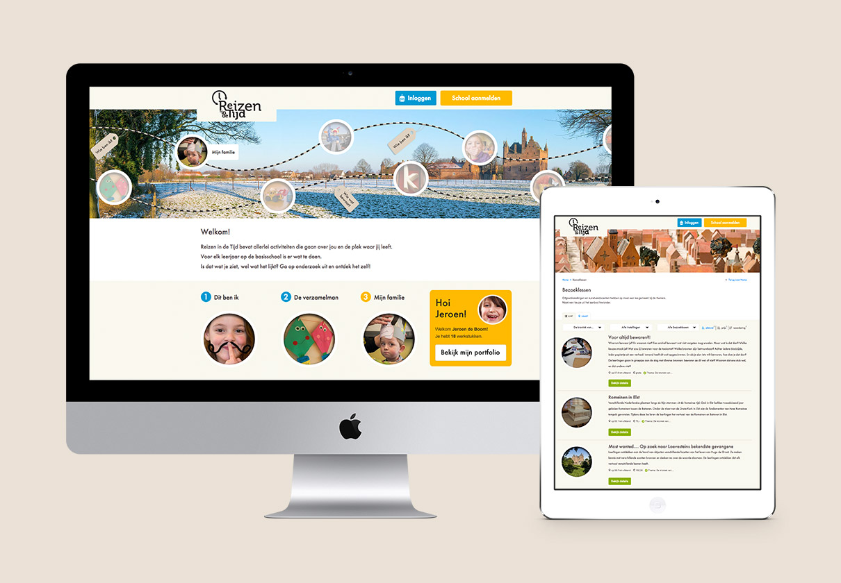 Reizen in de Tijd - design op iMac en iPad