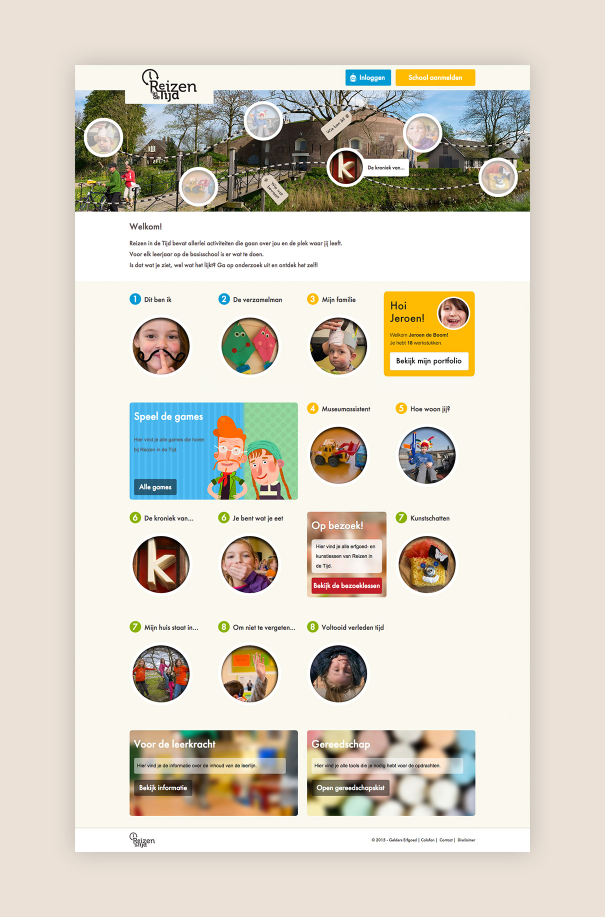 Reizen in de Tijd - design homepage